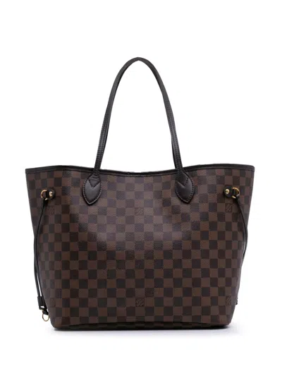 Pre-owned Louis Vuitton 2018 Damier Ebene Neverfull Mm Tote Bag In Brown