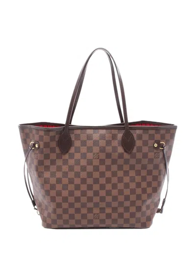 Pre-owned Louis Vuitton 2018 Damier Ebene Neverfull Mm Tote Bag In Brown