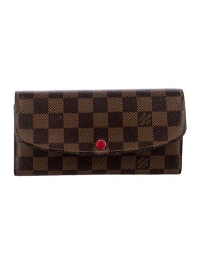 Pre-owned Louis Vuitton 2018 Damier Ebene Pattern Emilie Wallet In Brown