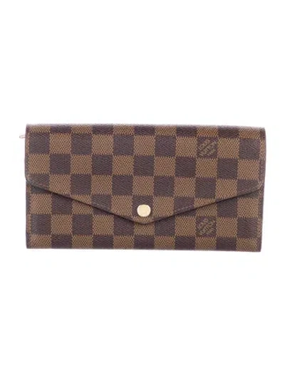 Pre-owned Louis Vuitton 2018 Damier Ebene Pattern Sarah Wallet In Brown