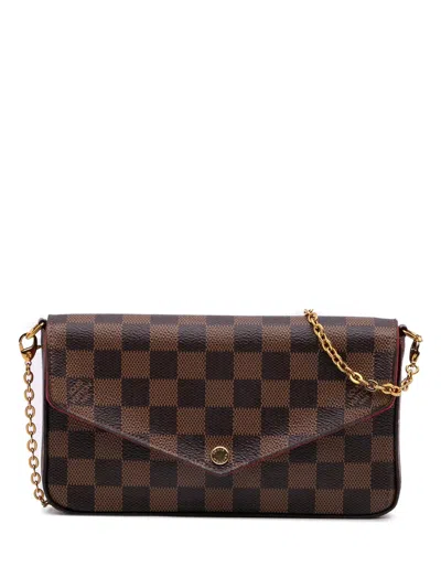 Pre-owned Louis Vuitton 2018 Damier Ebene Pochette Felicie Crossbody Bag In Brown