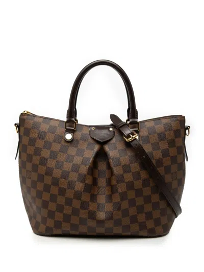Pre-owned Louis Vuitton 2018 Damier Ebene Siena Mm Satchel In Brown
