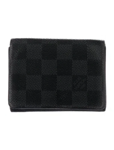 Pre-owned Louis Vuitton 2018 Damier Graphite Pattern Card Case In Black