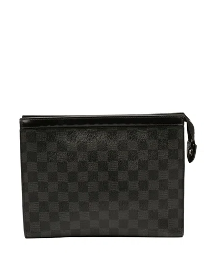 Pre-owned Louis Vuitton 2018 Damier Graphite Pochette Voyage Mm Clutch Bag In Black