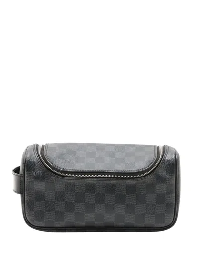 Pre-owned Louis Vuitton 2018 Damier Graphite Toiletry Pouch Clutch Bag In Black