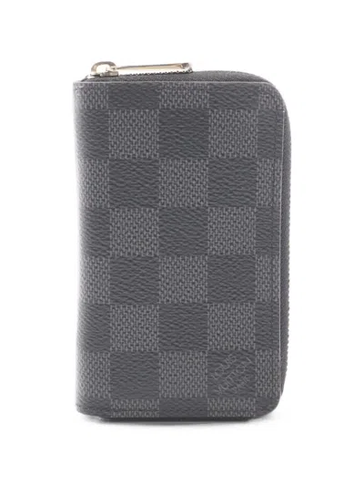 Pre-owned Louis Vuitton 2018 Damier Graphite Zippy Coin Purse In Black