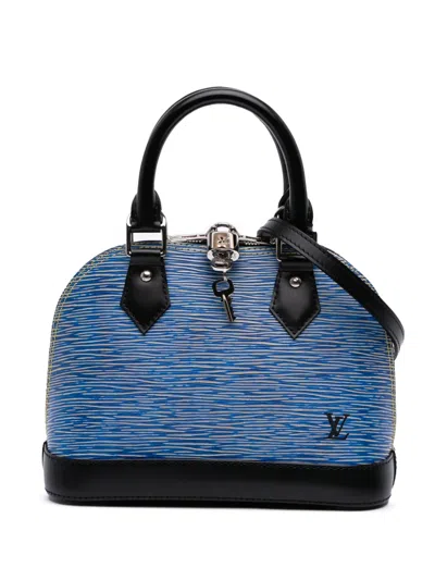 Pre-owned Louis Vuitton 2018 Epi Denim Alma Bb Satchel In Blue