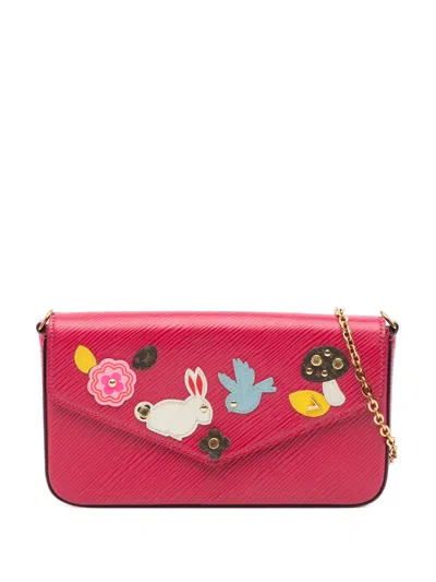 Pre-owned Louis Vuitton 2018 Epi Pochette Felicie Patchwork Crossbody Bag In Pink