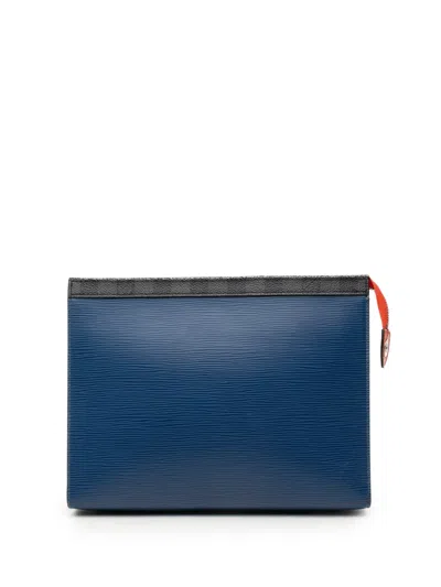 Pre-owned Louis Vuitton 2018 Epi Pochette Voyage Mm Clutch Bag In Blue
