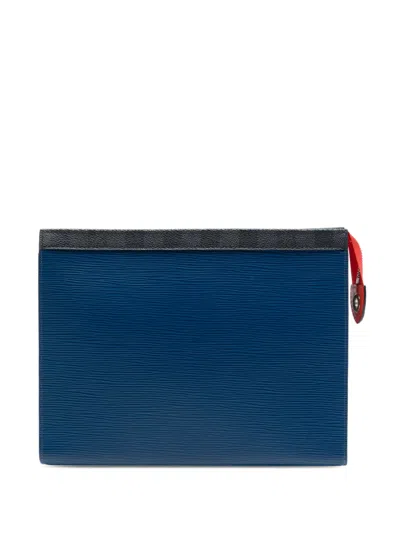 Pre-owned Louis Vuitton 2018 Epi Pochette Voyage Mm Clutch Bag In Blue