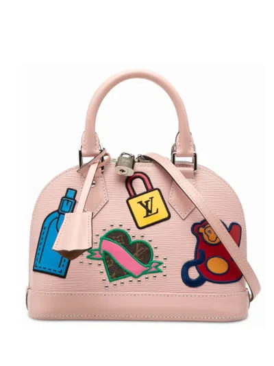 Pre-owned Louis Vuitton 2018 Epi Stickers Alma Bb Satchel In Pink