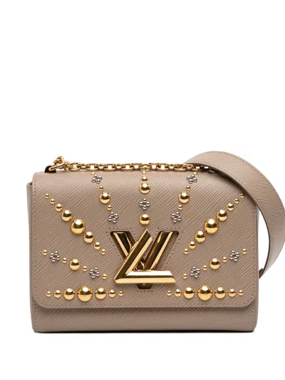 Pre-owned Louis Vuitton 2018 Epi Studded Sol Twist Mm Crossbody Bag In Brown