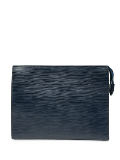 Pre-owned Louis Vuitton 2018 Epi Toiletry Pouch 26 Clutch Bag In Blue