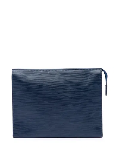 Pre-owned Louis Vuitton 2018 Epi Toiletry Pouch 26 Clutch Bag In Blue