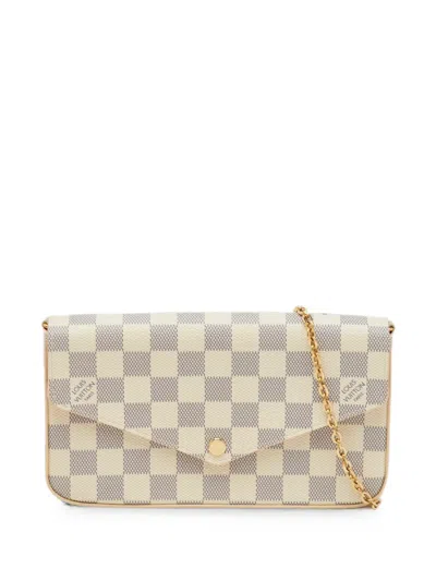 Pre-owned Louis Vuitton 2018 Felicie Damier Azur Canvas Cross Body Bag In Neutral
