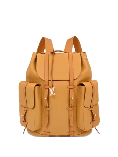 Pre-owned Louis Vuitton 2018 Gm Christopher Logo-plaque Backpack In Brown