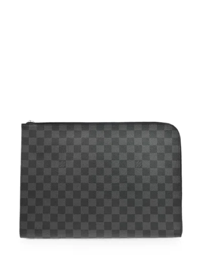 Pre-owned Louis Vuitton 2018 Gm Damier Pochette Jour Clutch Bag In Grey