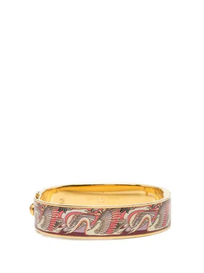 Pre-owned Louis Vuitton 2018 Gold Plated Enamel Monogram Confidential Hinge Bracelet M Costume Bracelet