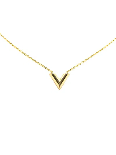 Pre-owned Louis Vuitton 2018 Gold Plated Essential V Necklace Costume Necklace