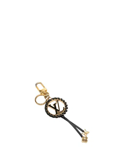 Pre-owned Louis Vuitton 2018 Gold Plated Lambskin And Enamel Very Bag Charm And Holder Key Chain In Black
