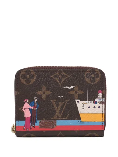 Pre-owned Louis Vuitton 2018 Illustré Zippy Coin Wallet In Brown