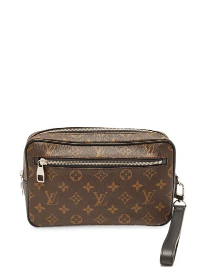 Pre-owned Louis Vuitton 2018 Kasai Damier Monogram Clutch Bag In Brown