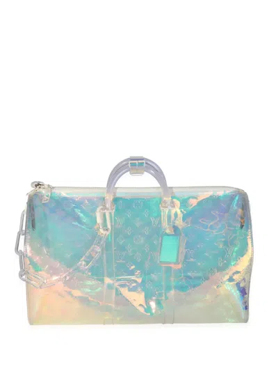 Pre-owned Louis Vuitton 2018  Iridescent Keepall Bandouliere 50 Travel Bag In Silver
