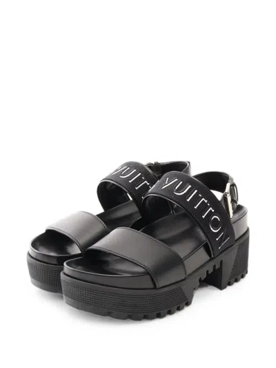 Pre-owned Louis Vuitton 2018 Laurie Line Heeled Sandals In Black