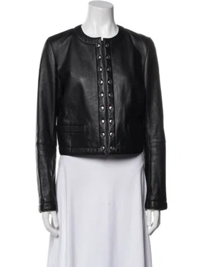 Pre-owned Louis Vuitton 2018 Leather Biker Jacket In Blue