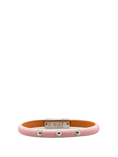 Pre-owned Louis Vuitton 2018 Leather Lv Confidential Bracelet Costume Bracelet In 粉色