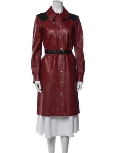 Pre-owned Louis Vuitton 2018 Leather Trench Coat In Black/red