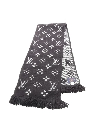 Pre-owned Louis Vuitton 2018 Logomania Jacquard Scarf In Black