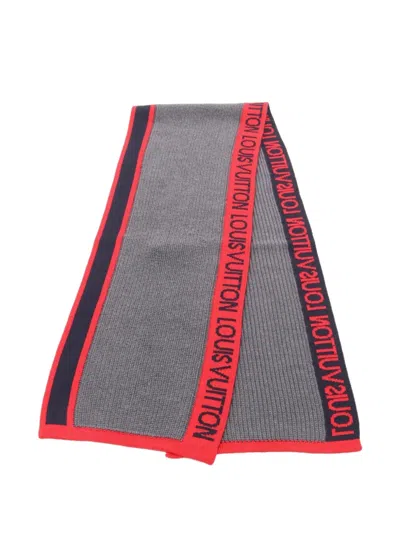 Pre-owned Louis Vuitton 2018 Lv Generation Logo Stripe Knitted Scarf