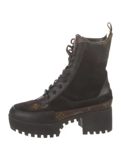 Pre-owned Louis Vuitton 2018 Lv Monogram Combat Boots In Brown