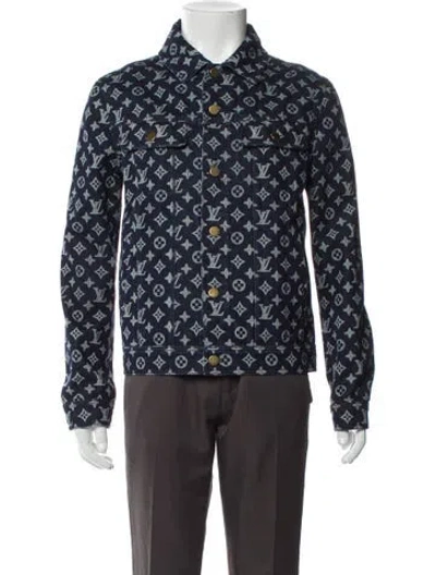 Pre-owned Louis Vuitton 2018 Lv Monogram Trucker Jacket W/ Tags In Blue