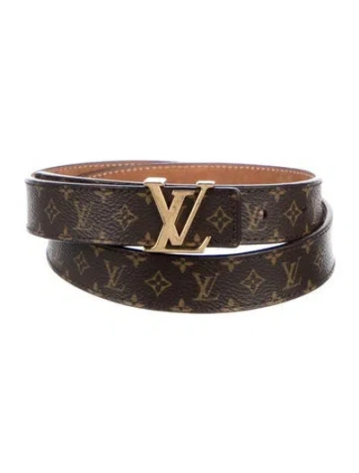 Pre-owned Louis Vuitton 2018 Mini Monogram Lv Initiales 25mm Belt Belt In Brown