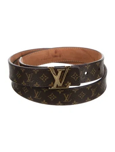 Pre-owned Louis Vuitton 2018 Mini Monogram Lv Initiales 25mm Waist Belt In Brown