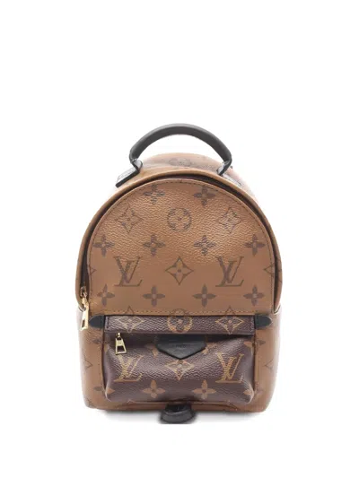 Pre-owned Louis Vuitton 2018 Mini Palm Springs Reverse Monogram Backpack In Brown
