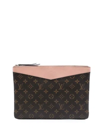 Pre-owned Louis Vuitton 2018 Monogram Daily Pouch Clutch Bag In Brown