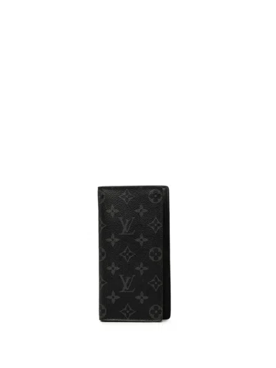 Pre-owned Louis Vuitton 2018 Monogram Eclipse Brazza Wallet Long Wallets In Black