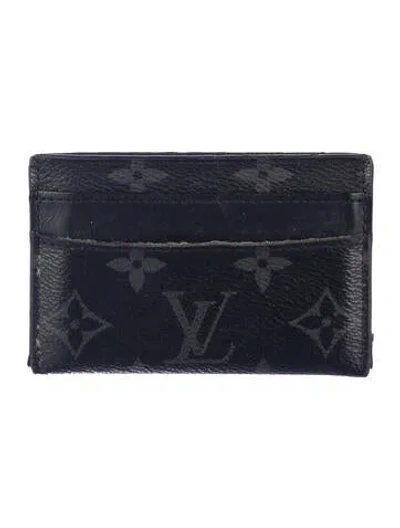 Pre-owned Louis Vuitton 2018 Monogram Eclipse Card Holder In Gray