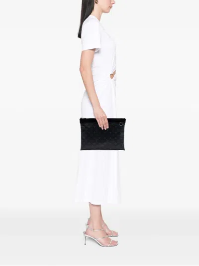 Pre-owned Louis Vuitton 2018 Monogram Eclipse Discovery Pochette Gm Clutch Bag In Black