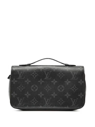 Pre-owned Louis Vuitton 2018 Monogram Eclipse Zippy Xl Wallet Long Wallets In Black