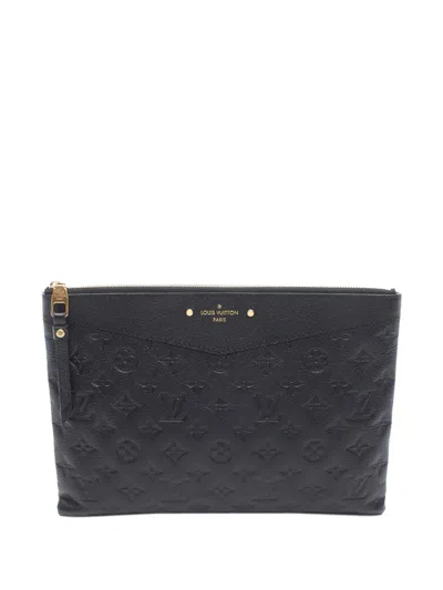 Pre-owned Louis Vuitton 2018 Monogram Empreinte Daily Pouch Clutch Bag In Black
