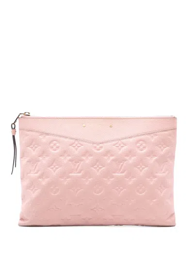 Pre-owned Louis Vuitton 2018 Monogram Empreinte Daily Pouch Clutch Bag In Pink