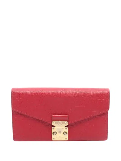 Pre-owned Louis Vuitton 2018 Monogram Empreinte Metis Wallet Long Wallets In Red