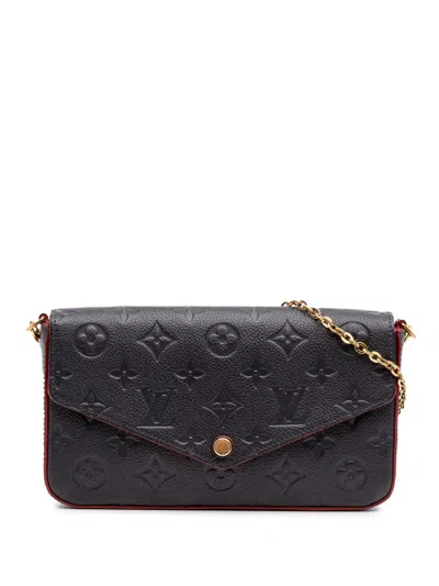 Pre-owned Louis Vuitton 2018 Monogram Empreinte Pochette Felicie Crossbody Bag In Blue