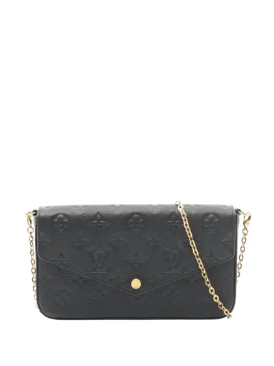 Pre-owned Louis Vuitton 2018 Monogram Empreinte Pochette Felicie Crossbody Bag In Black