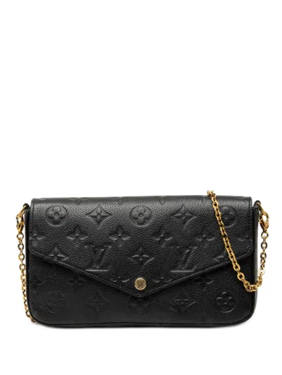 Pre-owned Louis Vuitton 2018 Monogram Empreinte Pochette Felicie Crossbody Bag In Black