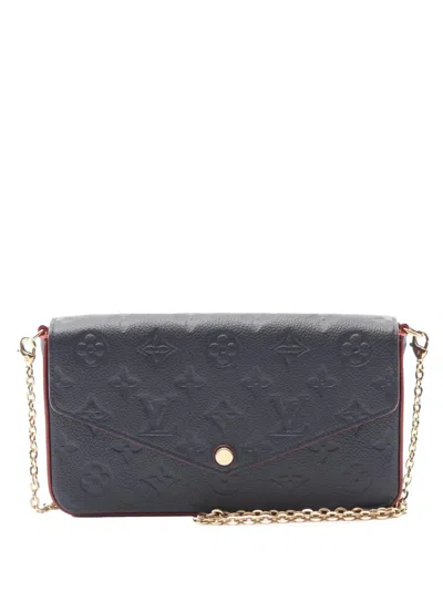 Pre-owned Louis Vuitton 2018 Monogram Empreinte Pochette Felicie Crossbody Bag In Blue